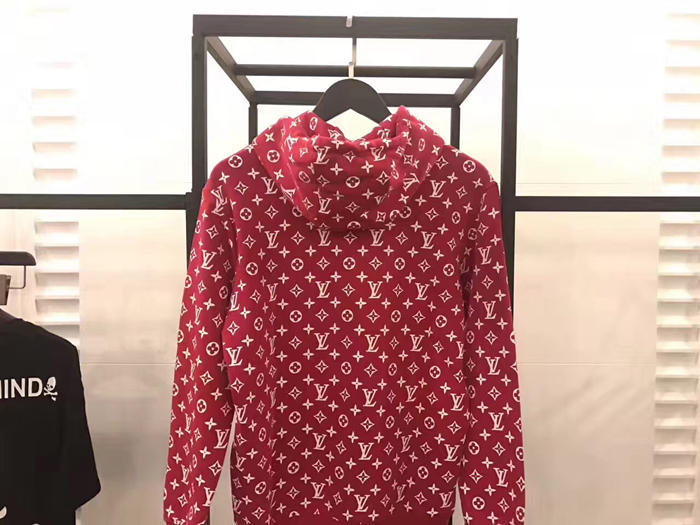 supreme lv hoodie red