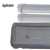 LED Tube Light Fixture 2ft(0.6m) 4ft(1.2m) 5ft(1.5m) T8 G13 Double Bulb Fitting Vapor Proof IP65 Waterproof Lamp Housing