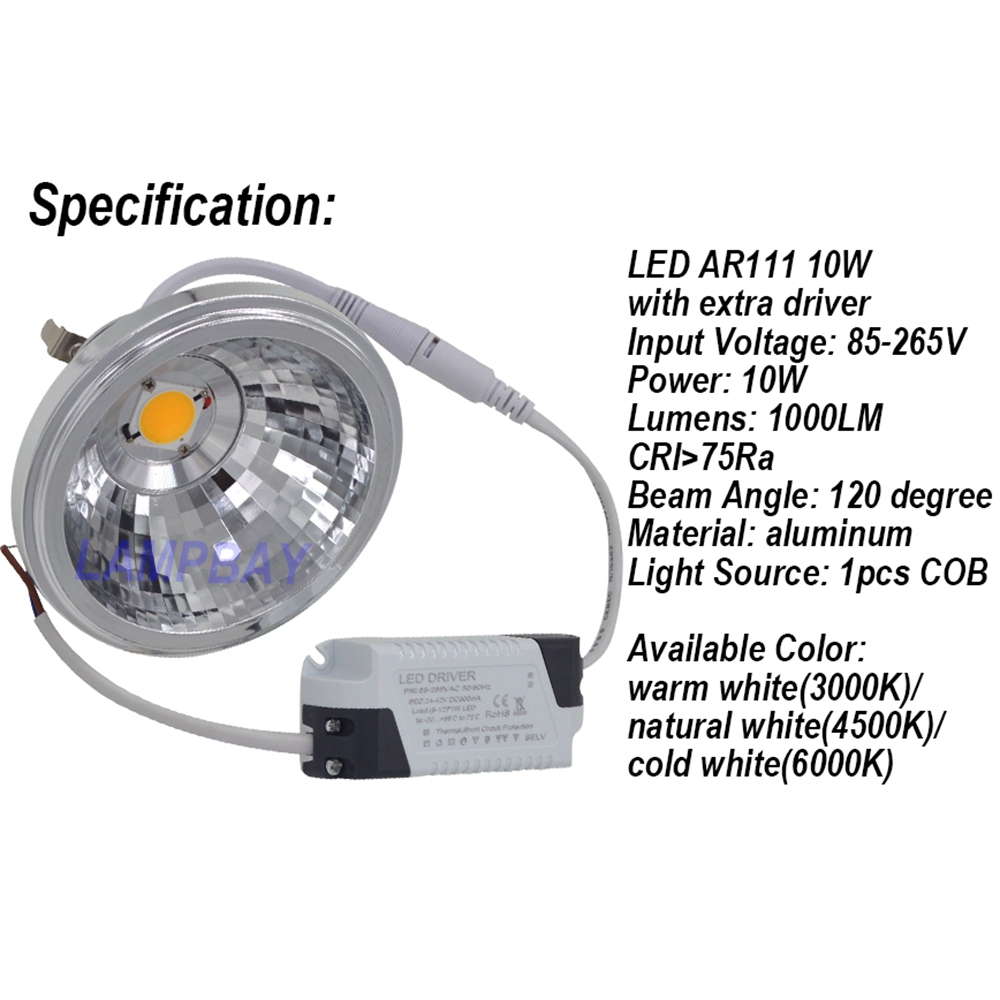 Wholesale Lot Of AR111 G53 Base LED Spot Light Bulbs - 11-Watt, 12V AC/DC, Cool White