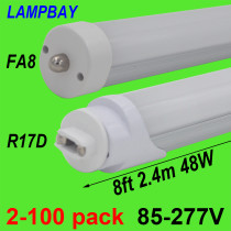 LED Tube Bulb 8ft 2.4m 40W 48W Rotated Base FA8 R17D(HO) Lamp T8 T10 T12 F96 Fluorescent Light 94  Bar Lighting 110-277V