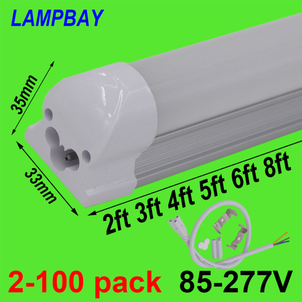 LED Tube Light 2ft 3ft 4ft 5ft 6ft 8ft T8 Integrated Bulb Fixture Surface Mounted 0.6m 0.9m 1.2m 1.5m 1.8m 2.4m Bar Lamp