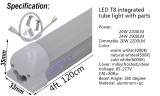 LED Tube Light 4 foot 1.2m 20W 24W Dimmable Lamp T8 Integrated Bulb Fixture Linkable 48  Bar Linear Lights 85-277V