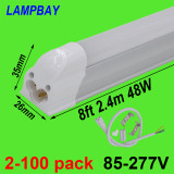 LED Tube Light 8ft 2.4m 40W 48W T5 Integrated Bulb Fixture with fittings 8feet Fluorescent Lamp Linkable Linear Lighting