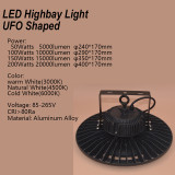 LED High Bay Light 50W 100W 150W 200W UFO Shaped Lamp Workshop Garage Warehouse Stadium Market Industrial Lighting