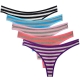 Women’s Cotton Thongs Panties Pack of 5pcs Color Stripes G-strings