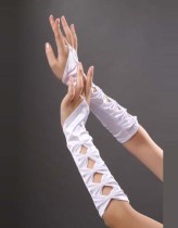 White Hollowed-out  Satin Gloves TY023-1