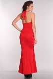 Red Mesh Cut Out Maxi Dress L5073-2