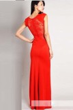 Red Lace See Through Long Evening Dress L5087-2