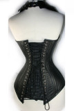 Back Strap and Front Collar Leather Corset L4201-2