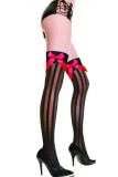 Sheer Stripes Thigh Highs With Satin Bow L92263