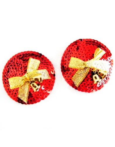 Circle Red Sequins With Bow Club Nipple Cover Pasties L9746