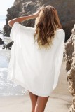 White Kimono Crochet Poncho Beachwear L38469-1