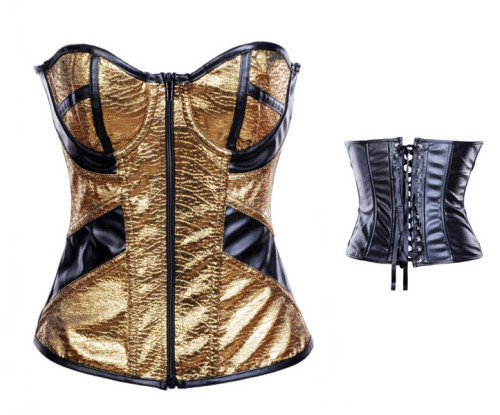 Plus Size Front Zip Sexy Corset Gold L4253-4