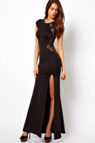 Black Lace See Through Long Evening Dress L5087-1