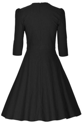 Deep V-neck Short Sleeve Midi Dress L36077-2