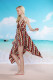 Halter Hilo Hem Beach Cover-up Coffee and Red  L3748-2