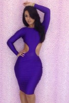 Purple Backless Bodycon Dress L2609-2