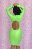Hot Womens Crystal Neon Green Bodycon Evening Dress L2671-2
