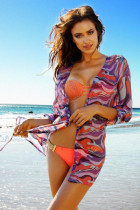 Colorful Chiffon Long-sleeved  Beach Dress L38277