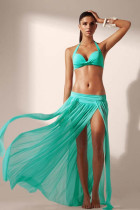 Green Elegant Mesh Maxi Skirt Cool Beachwear L38247-5