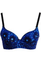 Floral Studded Bead and Sequin  Bra Top Blue L3223-1