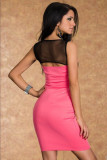 Exclusive Black and Pink Bodycon Dress with Mesh L2111