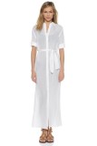 White Summer Maxi Shirt Dress L38280
