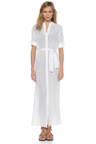 White Summer Maxi Shirt Dress L38280