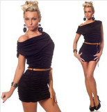 Stretch Mini Dress With Ruffles Black L2409-3