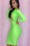 Hot Womens Crystal Neon Green Bodycon Evening Dress L2671-2