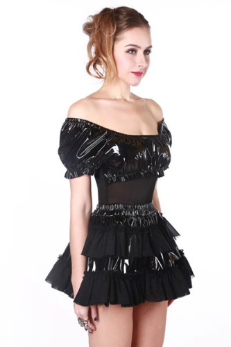 Black PVC Skirt Set L6070