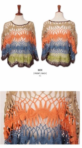 All-match multicolour handmade crochet pullover shirt batwing sl