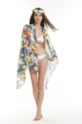 Butterfly Pattern  Sarong White L3758