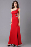 New Fashion Red Long One Shoulder High Waist Sexy Evening Dress