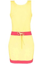 Sleeveless Stitching Bow Mini Dress L28203-3