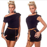 Stretch Mini Dress With Ruffles Black L2409-3