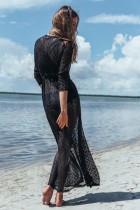 Lace Cardigan Cover Up in Black L38415-2