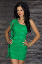 Sexy Green Lace Mini Dress One Shoulder Style L2439-1