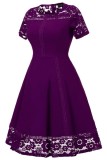 Sexy Vintage Summer Lace Round Neck Short Sleeve Princess A Line Tea Dress 36173-2