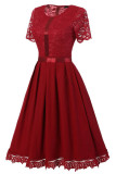 Sexy Vintage Summer Lace Round Neck Short Sleeve Princess Dress 36176-3