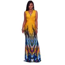 Stephanelle Yellow Ombre Multi-Color Print Maxi Dress 51412-1