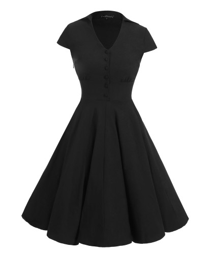 Vintage Short Sleeve Elegant Collar Cocktail Dress 362050-3