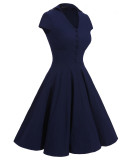 Vintage Short Sleeve Elegant Collar Cocktail Dress 362050-1