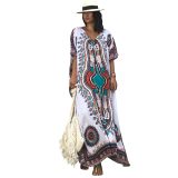 Vintage Ethnic Print Kaftan Maxi Dress 384937