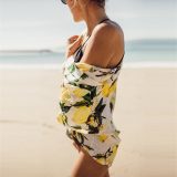 Lemon Printed Kimono Cardigan Beach Dress 38496