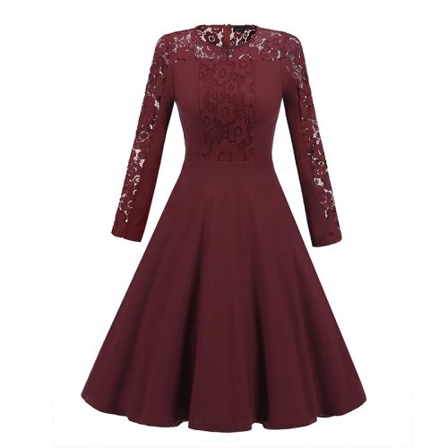 Lace Stitching Long Sleeve Slim Dress