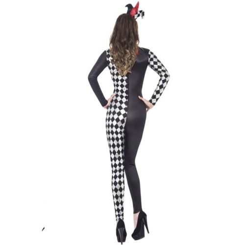 Adult Harlequin Jester Catsuit Costume