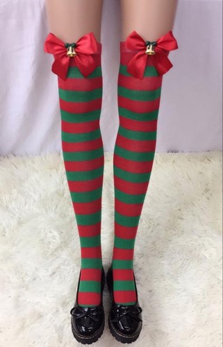 Striped Stockings With Black Bows and Bells