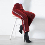 Shelby Red Glitter Stripe Trousers