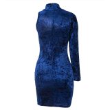 Blue Bella Bell Sleeve Velvet Dress